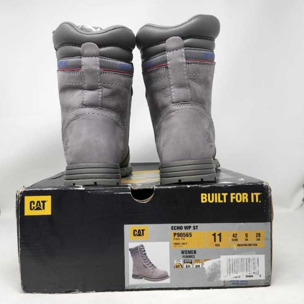 Women's 11 Cat Footwear Caterpillar Echo waterproof steel toe grey work boots - Picture 2 of 15